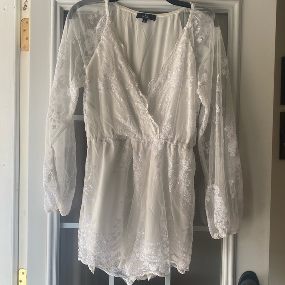 White Sequin Romper - Picture 2 of 3